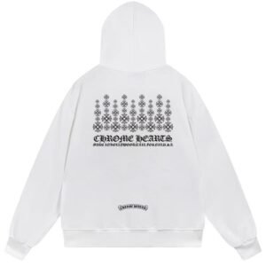 Chrome Hearts Cross Pattern Graphic Pullover Hoodie White