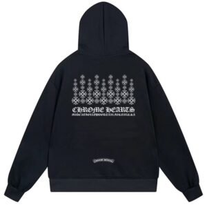 Chrome Hearts Cross Pattern Graphic Pullover Hoodie Black