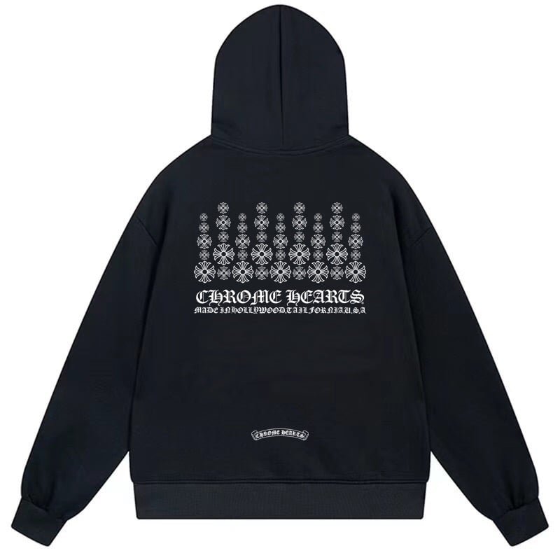 Chrome Hearts Cross Pattern Graphic Pullover Hoodie Black